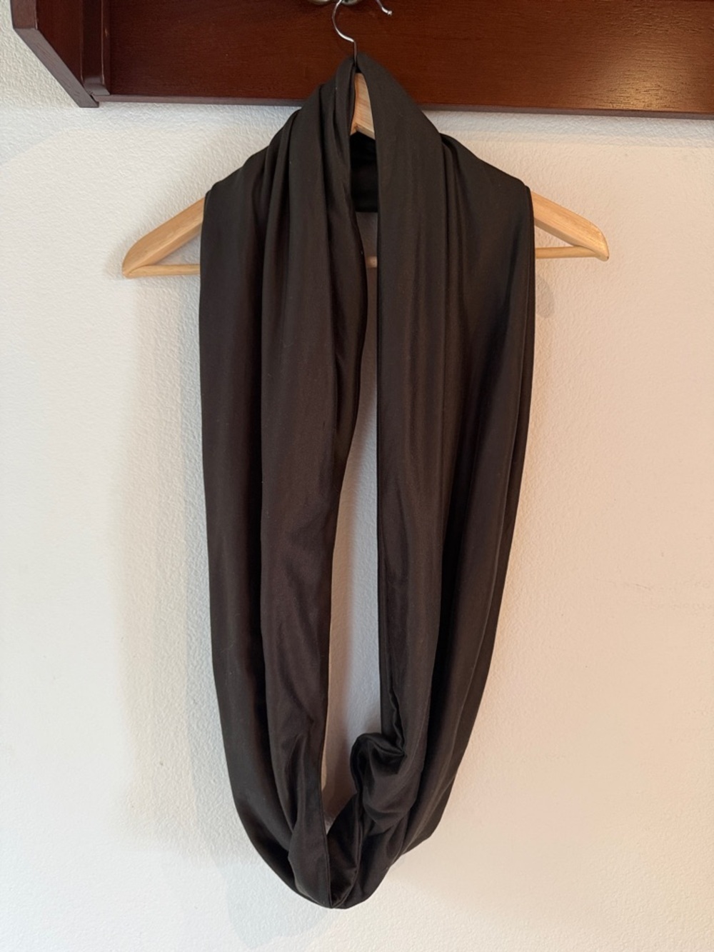 Beyond Yoga Black Infinity Scarf with Hidden Zippered Pocket, OS